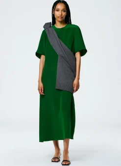 Best Tibi 4 Ply Silk T-Shirt Dress Grass