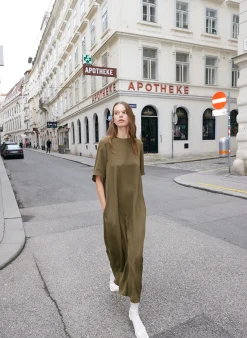 Discount Tibi 4 Ply Silk T-Shirt Dress Wood