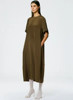 Discount Tibi 4 Ply Silk T-Shirt Dress Wood