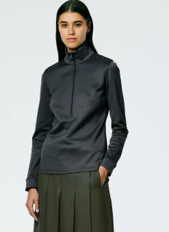 Outlet Tibi Active Knit Slim Sporty Top Navy Fog