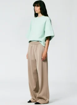 Online Tibi Active Knit Wide Leg Pull On Pant Khaki
