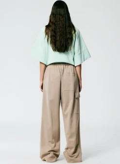 Online Tibi Active Knit Wide Leg Pull On Pant Khaki