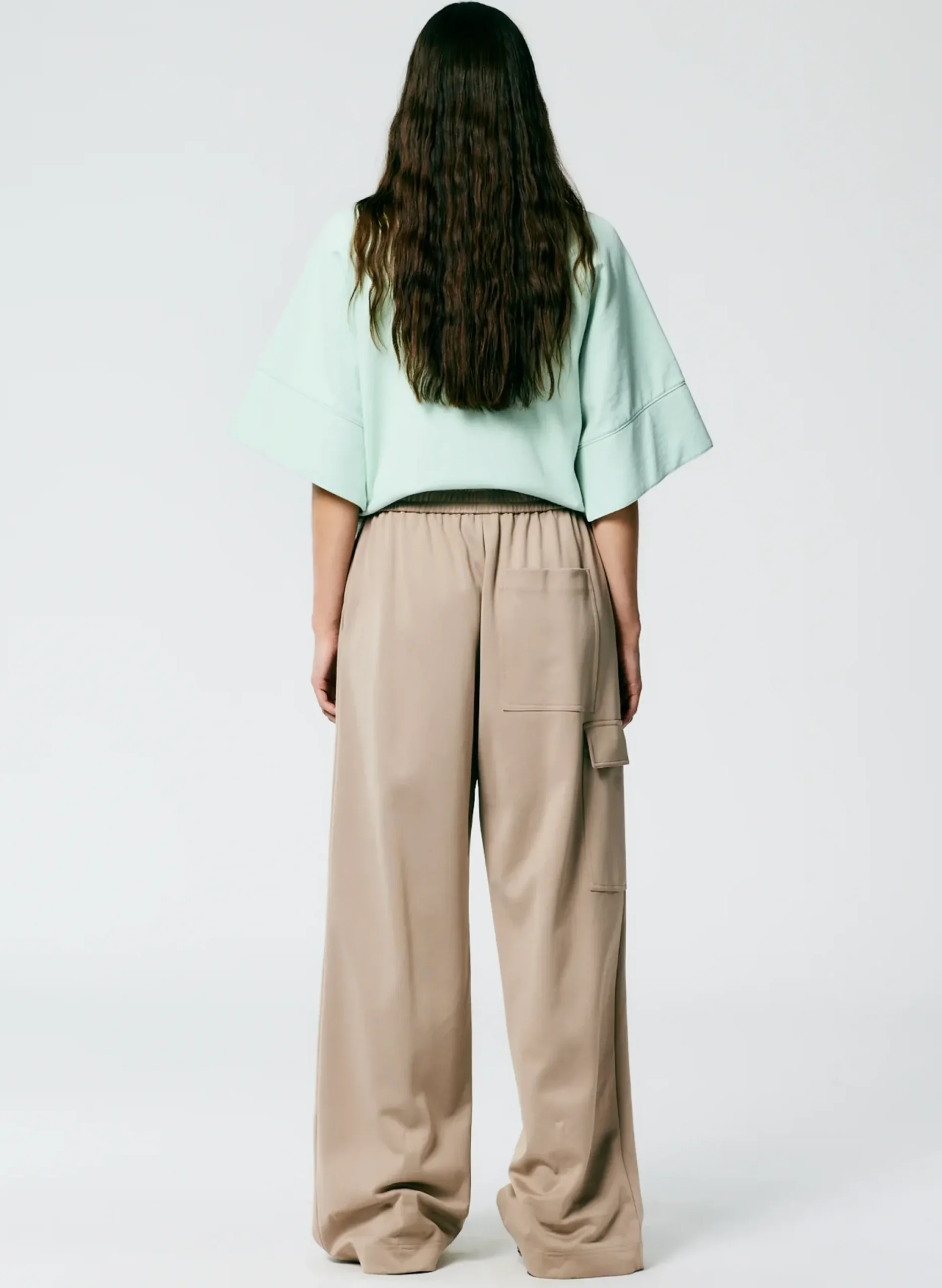 Online Tibi Active Knit Wide Leg Pull On Pant Khaki