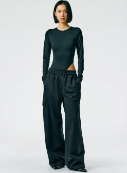 Discount Tibi Active Knit Wide Leg Pull On Pant Black
