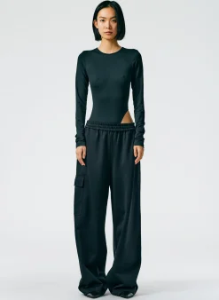 Discount Tibi Active Knit Wide Leg Pull On Pant Black