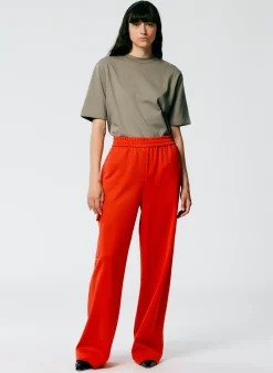 Clearance Tibi Active Knit Wide Leg Pull On Pant Red