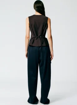 Sale Tibi Active Knit Wide Leg Pull On Pant Navy