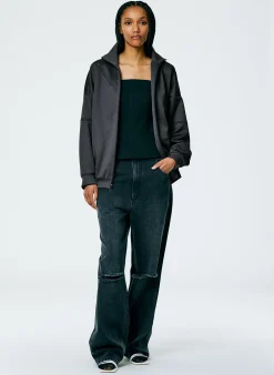 Sale Tibi Active Knit Zipper Detailed Track Jacket Navy Fog