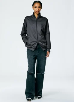 Sale Tibi Active Knit Zipper Detailed Track Jacket Navy Fog