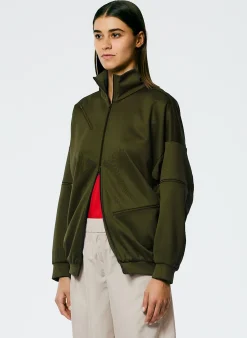 Discount Tibi Active Knit Zipper Detailed Track Jacket Wood