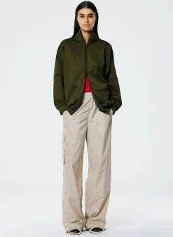 Discount Tibi Active Knit Zipper Detailed Track Jacket Wood