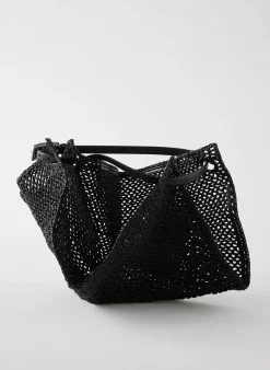 Hot Tibi Aire Libre Mesh Crochet Bag Black