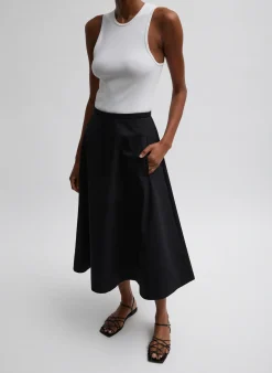 Hot Tibi Bonded Luxe Twill Circle Skirt Black