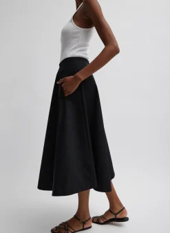 Hot Tibi Bonded Luxe Twill Circle Skirt Black