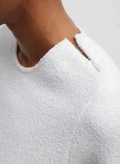 Tibi Boucle Knit Long Sleeve Circular Top White