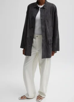 Tibi Boucle Knit Long Sleeve Circular Top White
