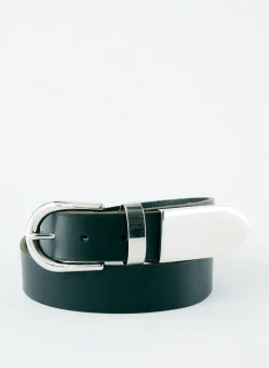 Tibi Carlos Leather Belt Black