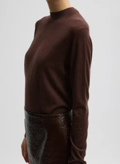 Hot Tibi Cashmere Silk Blend Mock Neck Easy Sweater Hickory