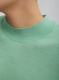 Hot Tibi Cashmere Silk Blend Mock Neck Easy Sweater Green Tea
