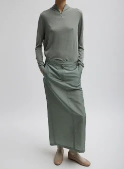 Hot Tibi Cashmere Silk Blend Mock Neck Easy Sweater Pumice Grey
