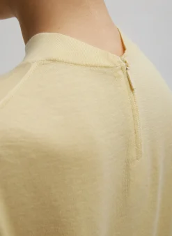Sale Tibi Cashmere Silk Blend Mock Neck Easy Sweater Lemon Ice