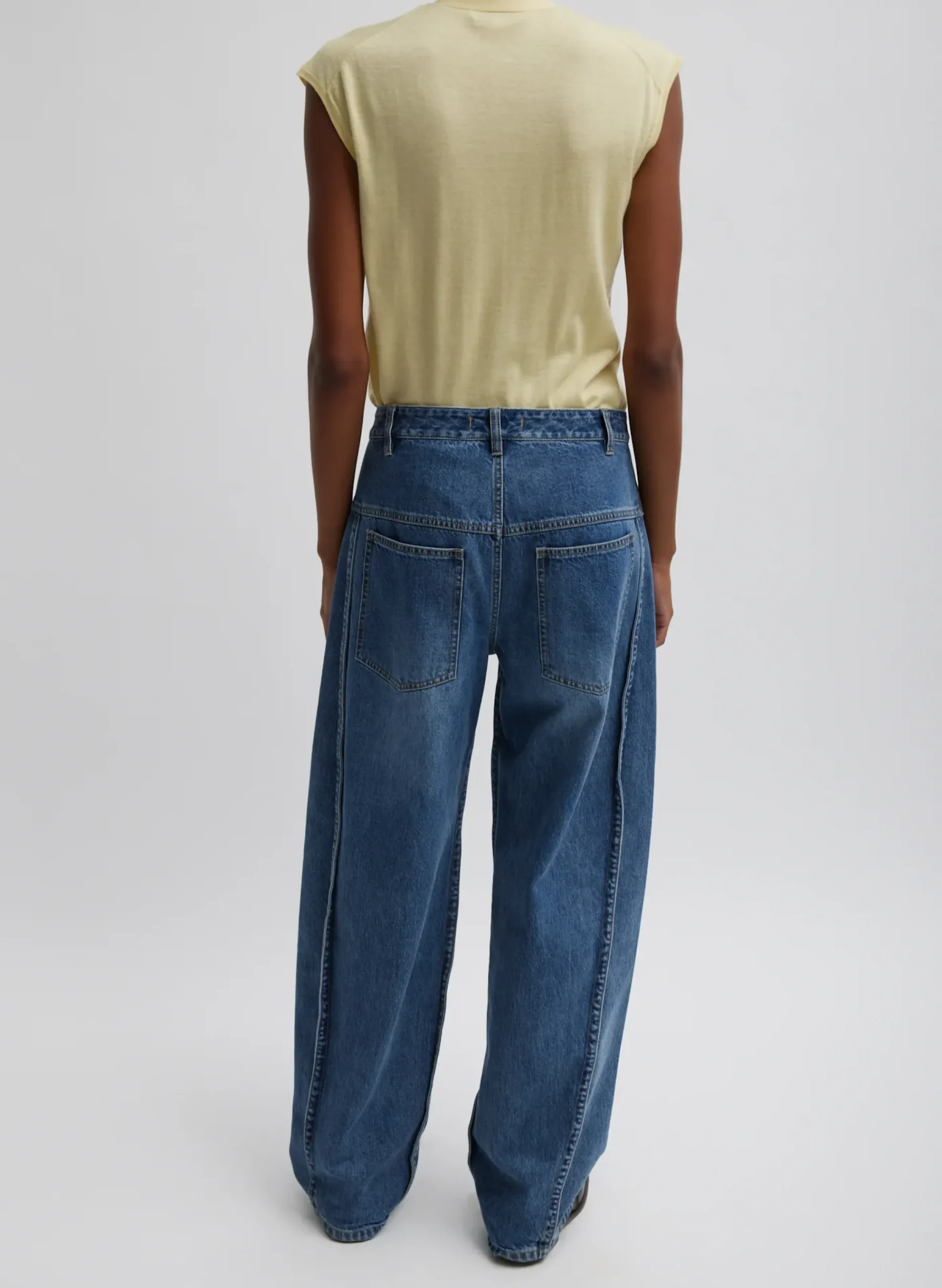 Sale Tibi Cashmere Silk Blend Sleeveless Button Down Sweater Lemon Ice