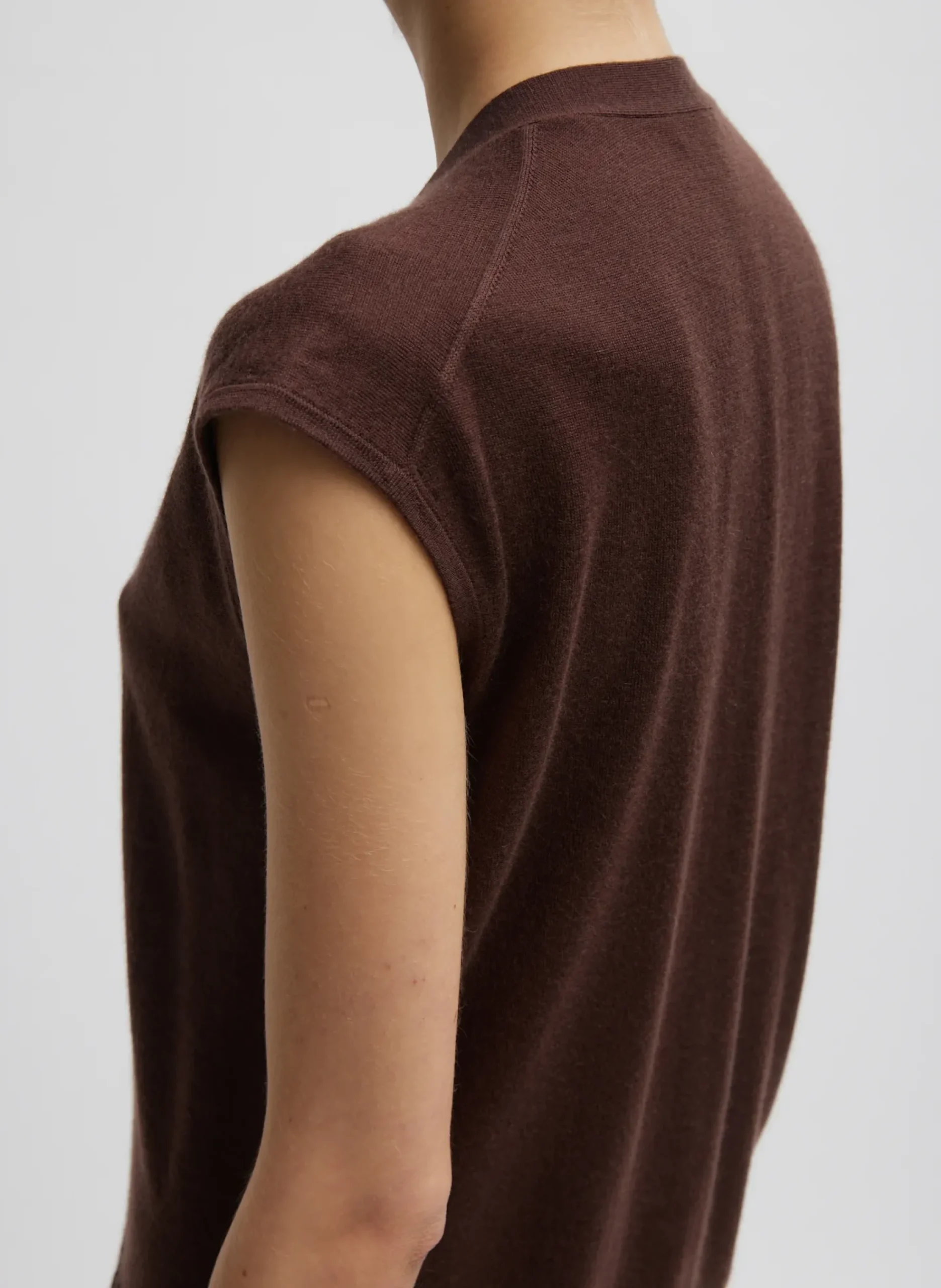 Outlet Tibi Cashmere Silk Blend Sleeveless Button Down Sweater Hickory