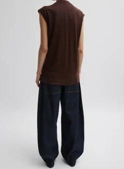 Outlet Tibi Cashmere Silk Blend Sleeveless Button Down Sweater Hickory