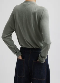 Tibi Cashmere Silk Blend Slim Cardigan Pumice Grey