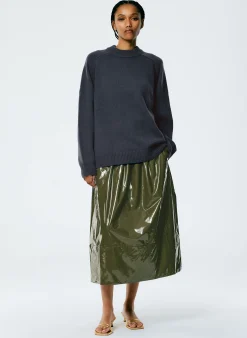Best Tibi Cashmere Sweater Crewneck Oversized Pullover Navy Fog