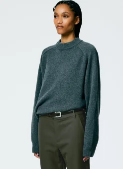 Tibi Cashmere Sweater Crewneck Oversized Pullover Dark Heather Grey