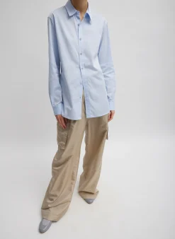 New Tibi Charlie Men's Slim Shirt Blue