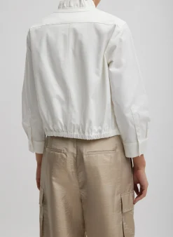 Tibi Chino Holly Bracelet Sleeve Shirt White