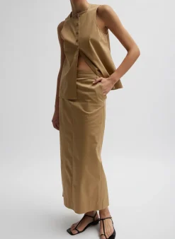 Sale Tibi Chino Maxi Skirt Tan