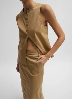 Sale Tibi Chino Maxi Skirt Tan