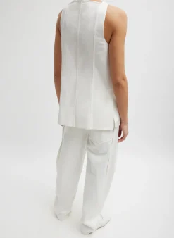 Online Tibi Chino Slit Front Sleeveless Tunic White