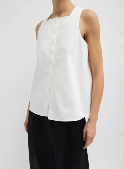 Outlet Tibi Chino Slit Front Sleeveless Top White