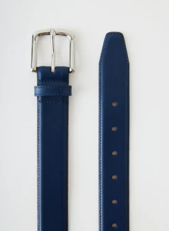 Discount Tibi Classic Men's Leather Belt Ultramarine Blue