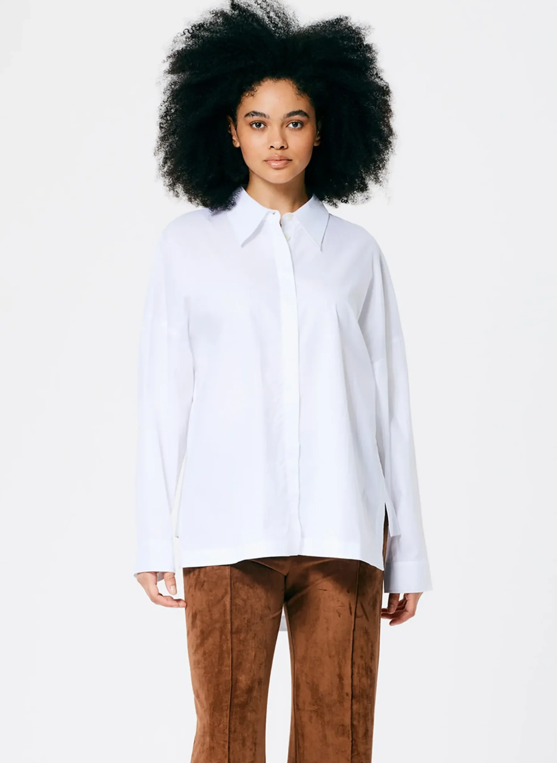 Outlet Tibi Classic Shirting Oversized Gabe Shirt White
