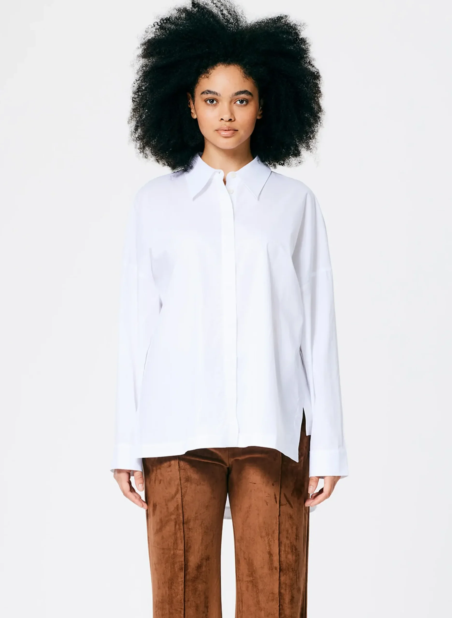 Outlet Tibi Classic Shirting Oversized Gabe Shirt White