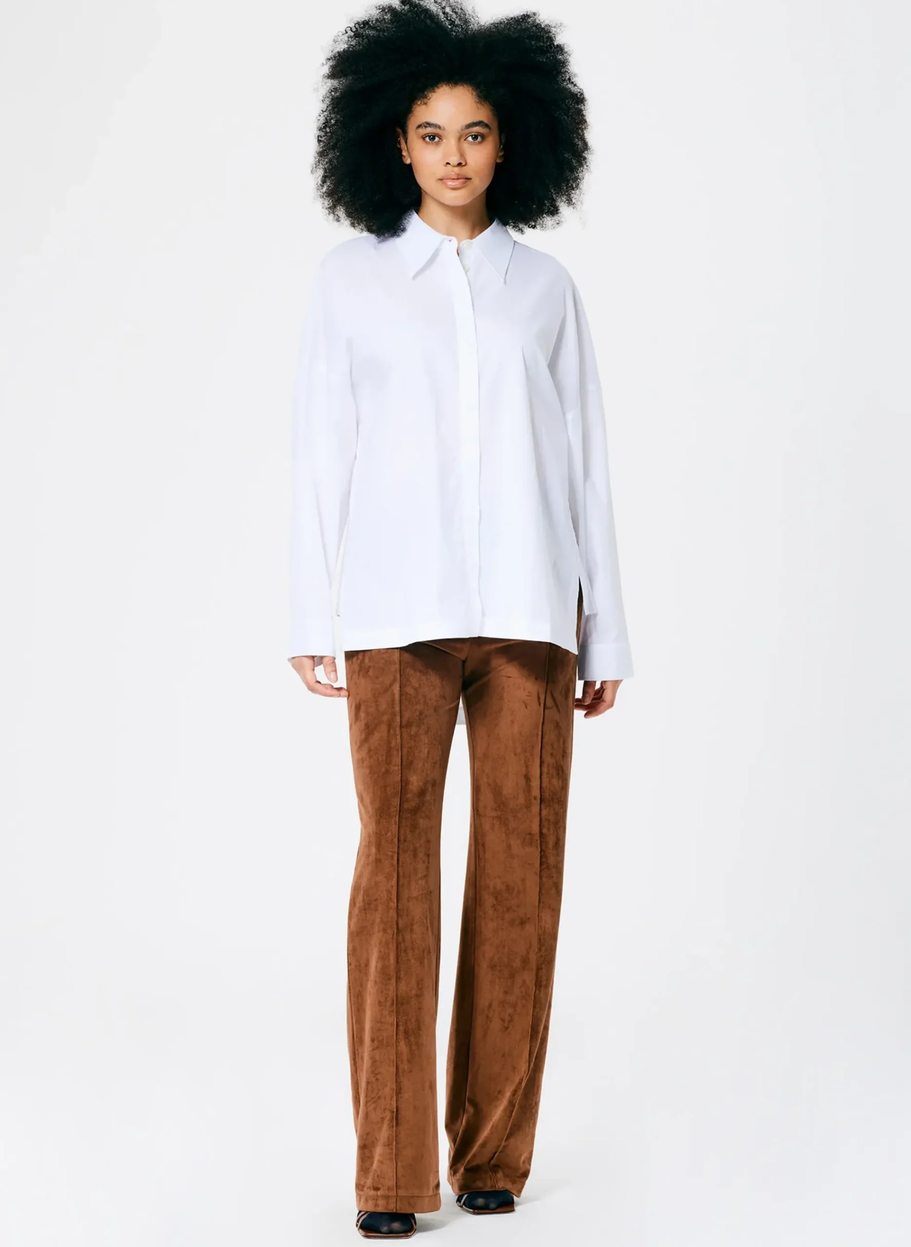 Outlet Tibi Classic Shirting Oversized Gabe Shirt White