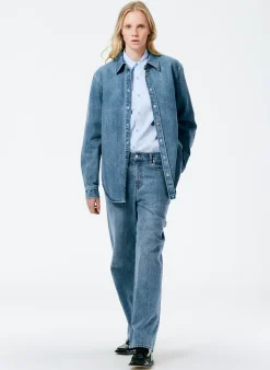 Hot Tibi Classic Wash Denim Easy Shirt Classic Blue