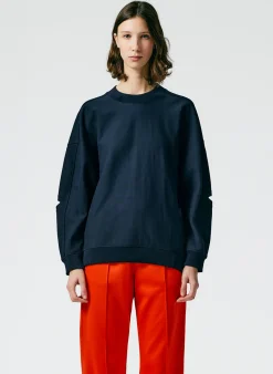 Hot Tibi Cocoon Crewneck Sweatshirt Navy