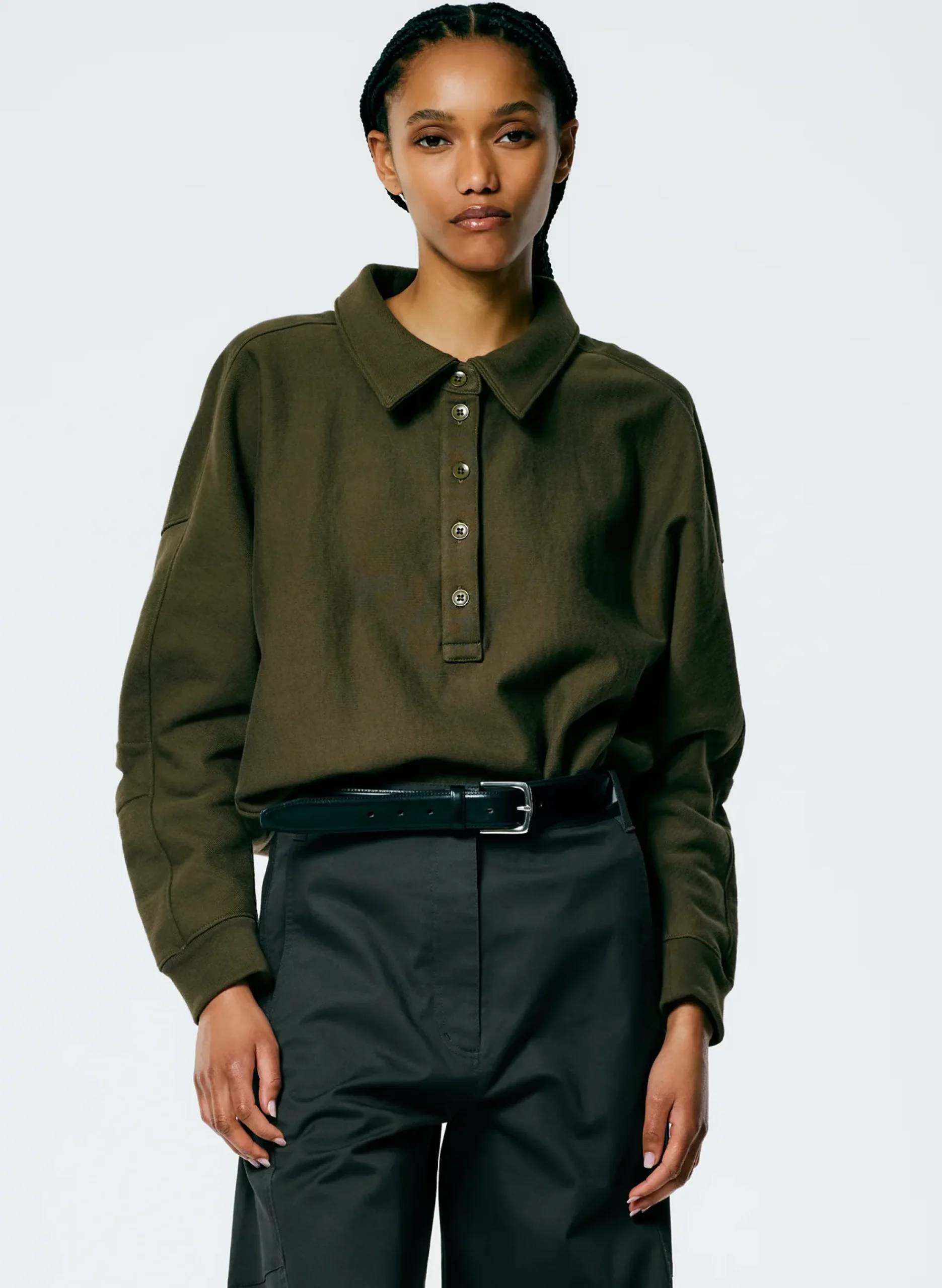 Outlet Tibi Cocoon Crewneck Sweatshirt Wood