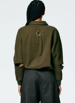 Outlet Tibi Cocoon Crewneck Sweatshirt Wood