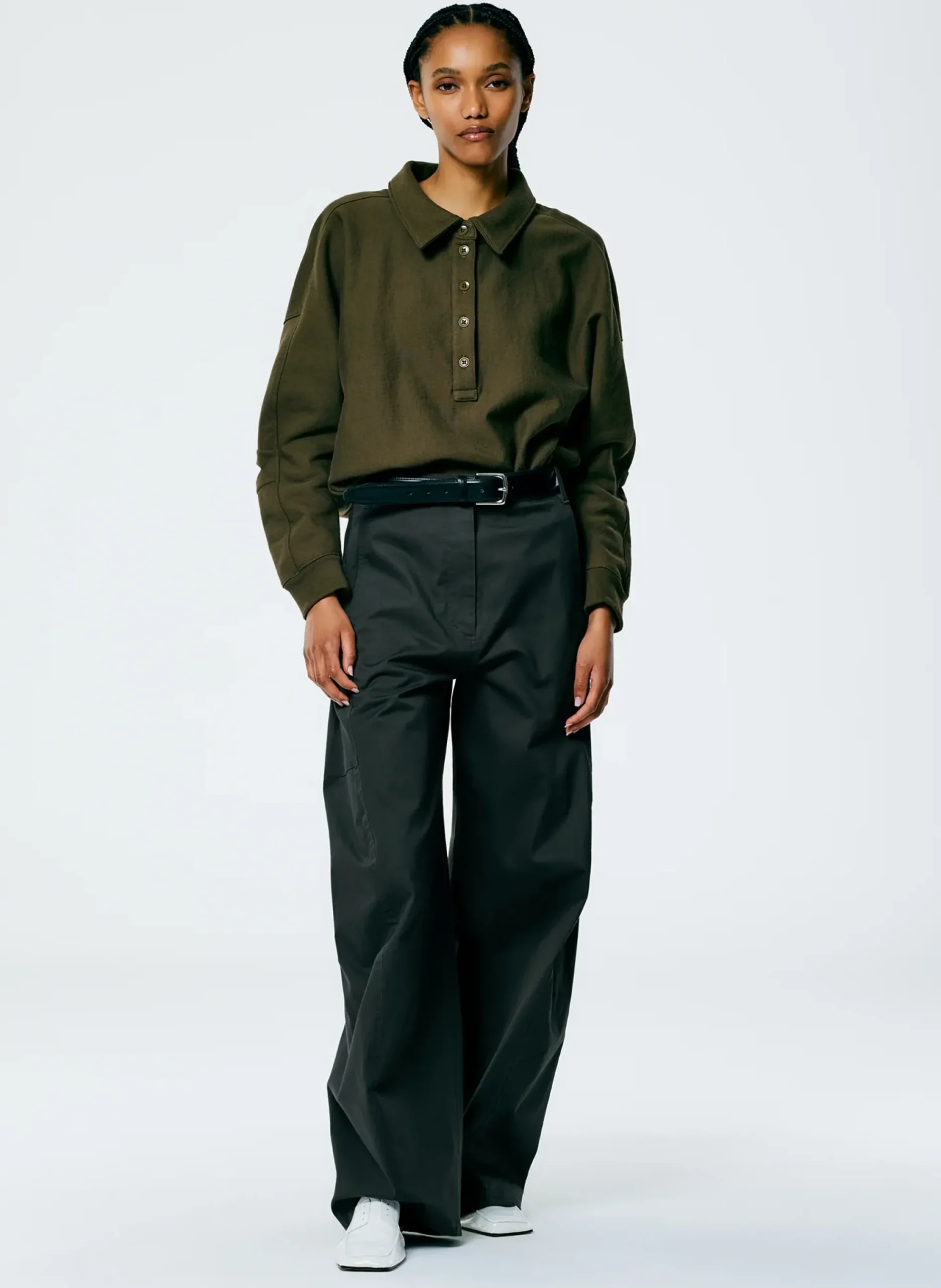 Outlet Tibi Cocoon Crewneck Sweatshirt Wood