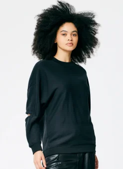 Sale Tibi Cocoon Crewneck Sweatshirt Black