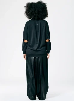 Sale Tibi Cocoon Crewneck Sweatshirt Black