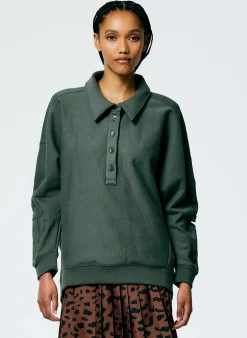 Outlet Tibi Cocoon Crewneck Sweatshirt Grey Pine