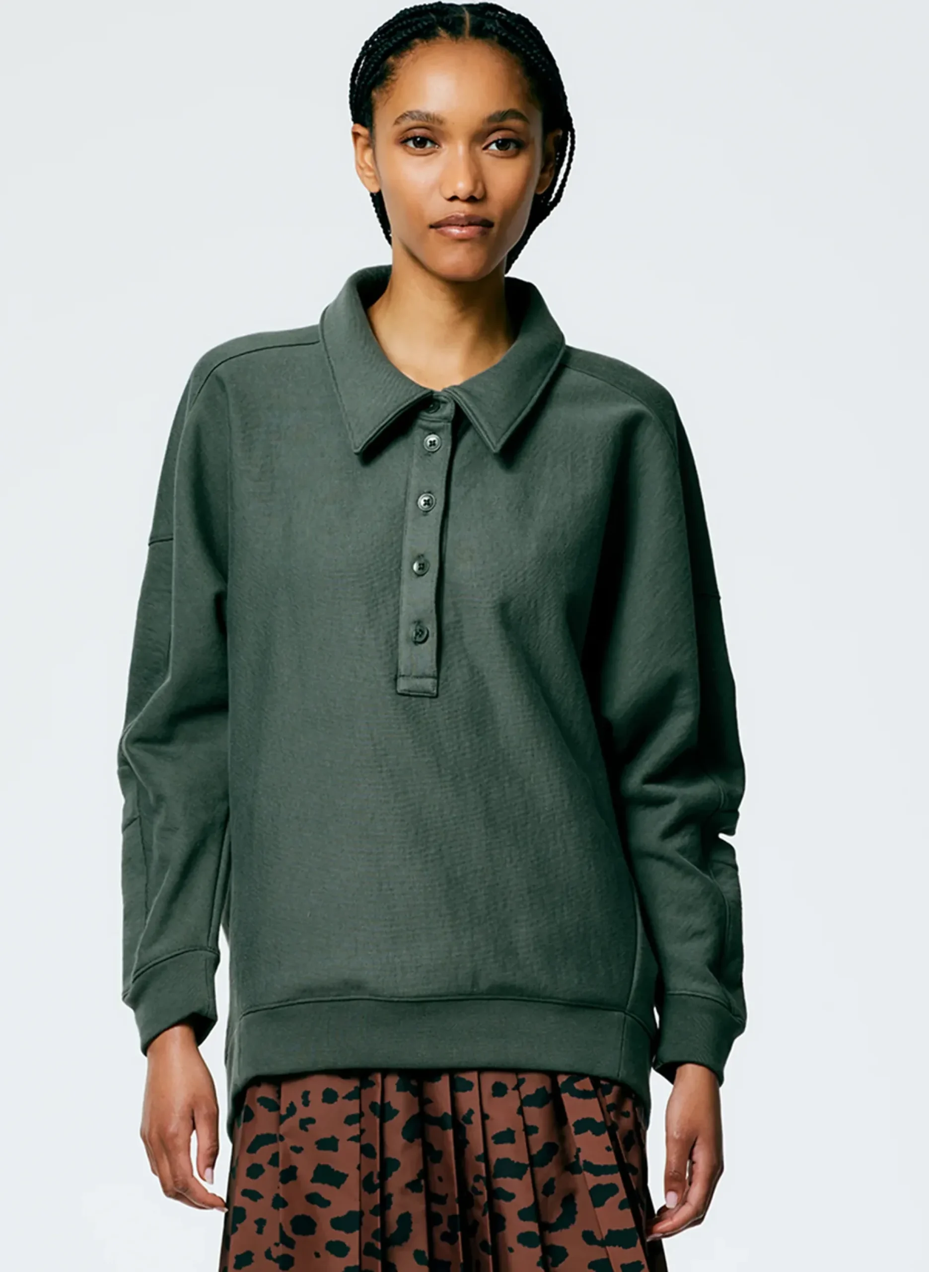 Outlet Tibi Cocoon Crewneck Sweatshirt Grey Pine